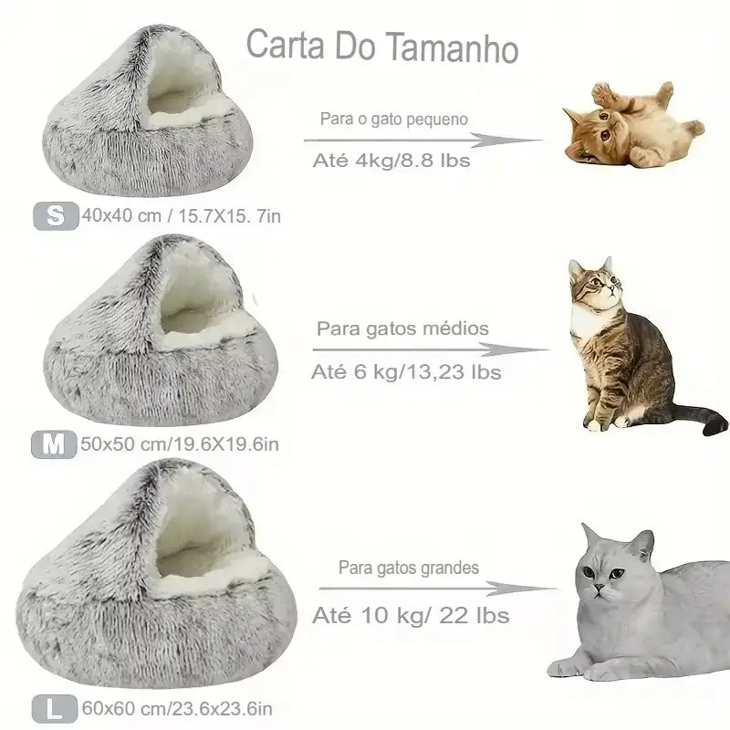 Dm Prime Fenix Loja de produtos para gato e cachorro - Cama Concha Para gatos Com Cobertura -tamanhos 4, 6 e 10 kilos 40x40cm 50x50cm 60x60cm