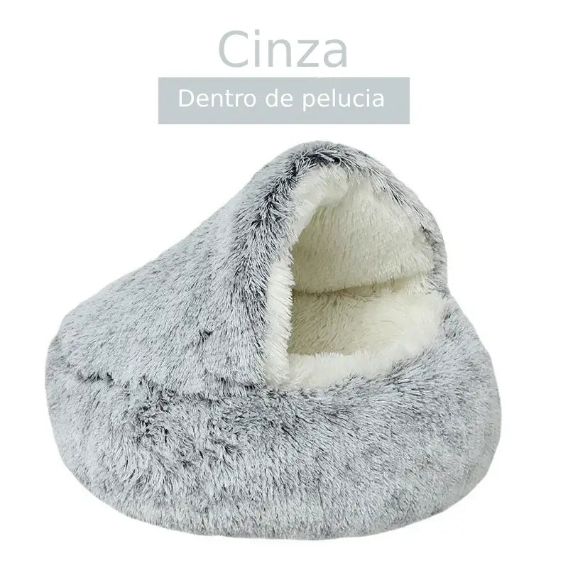 Dm Prime Fenix Loja de produtos para gato e cachorro - Cama Concha Para gatos Com Cobertura - cinza dentro de pelucia 50x50CM 60x60cm