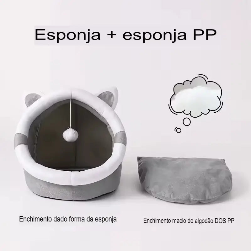 Dm Prime Fenix Loja de produtos para gato e cachorro - Cama Nuvem para Cats Com Desenhos - Ursinho - Pequeno (31x30x29cm) - Cama Nuvem para Cats com desenhos