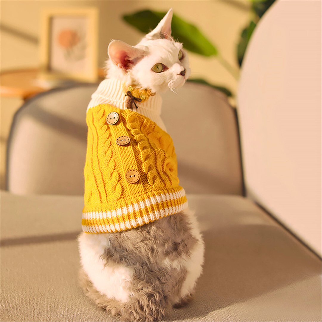 Dm Prime Fenix Loja de produtos para gato e cachorro - Roupinha de cachorro de tricô - Amarelo - PP - Fashion Tricot Para Cachorro e Gato