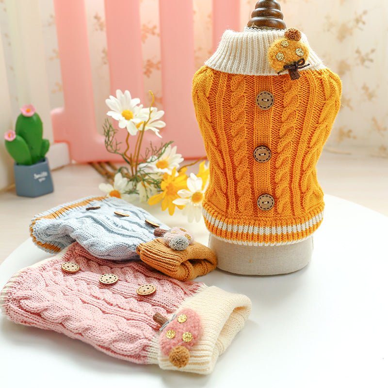 Dm Prime Fenix Loja de produtos para gato e cachorro - Roupinha de cachorro de tricô - Amarelo - PP - Fashion Tricot Para Cachorro e Gato