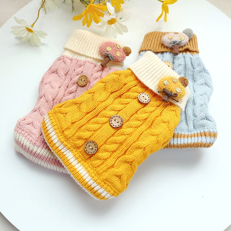 Dm Prime Fenix Loja de produtos para gato e cachorro - Roupinha de cachorro de tricô - Amarelo - PP - Fashion Tricot Para Cachorro e Gato