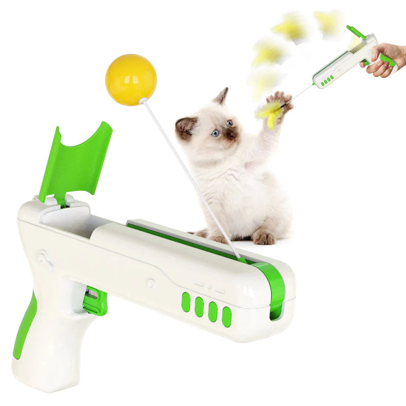 Brinquedo para gatos com penas e movimento aleatório
