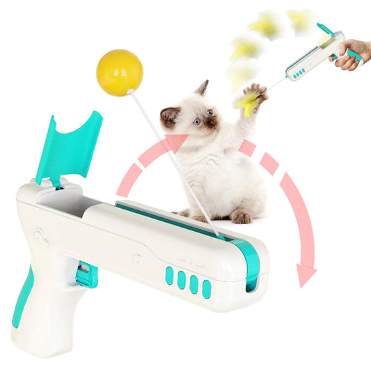 Brinquedo para gatos com penas e movimento aleatório