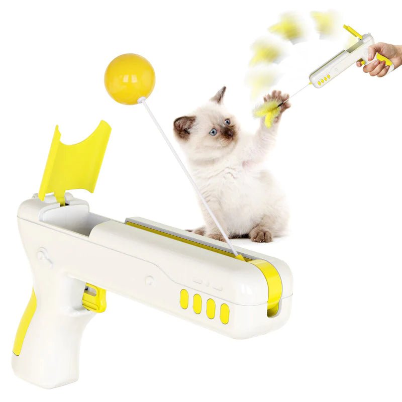 Dm Prime Fenix Loja de produtos para gato e cachorro - Brinquedo Para Gatos Com Penas E Movimento Aleatório - Amarelo - Brinquedo para gatos com penas e movimento aleatório
