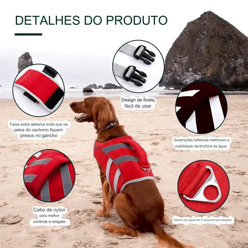 Dm Prime Fenix Loja de produtos para gato e cachorro - Colete Salva - Vidas Para Cachorro - XS - Vermelho - Colete Salva - Vidas Para Cachorro