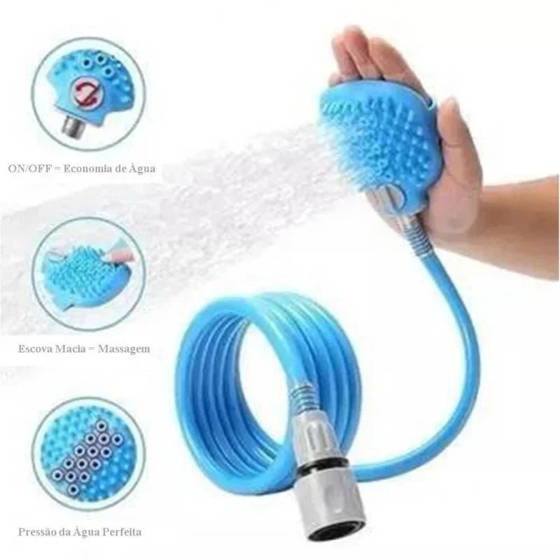 Dm Prime Fenix Loja de produtos para gato e cachorro - Luva de Massagem com Mangueira de Silicone para Banho Pet - azul - Luva de Massagem com Mangueira de Silicone para Banho Pet