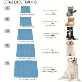 Dm Prime Fenix Loja de produtos para gato e cachorro - Tapete De Resfriamento Dobrável Para Fácil Armazenamento - Cinza - XXL 150x100cm - Tapete De Resfriamento Dobrável Para Fácil Armazenamento