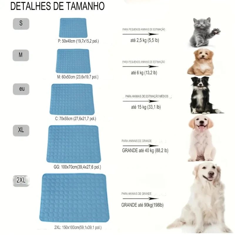 Dm Prime Fenix Loja de produtos para gato e cachorro - Tapete De Resfriamento Dobrável Para Fácil Armazenamento - Cinza - XXL 150x100cm - Tapete De Resfriamento Dobrável Para Fácil Armazenamento